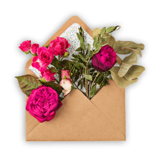 envelope com rosas